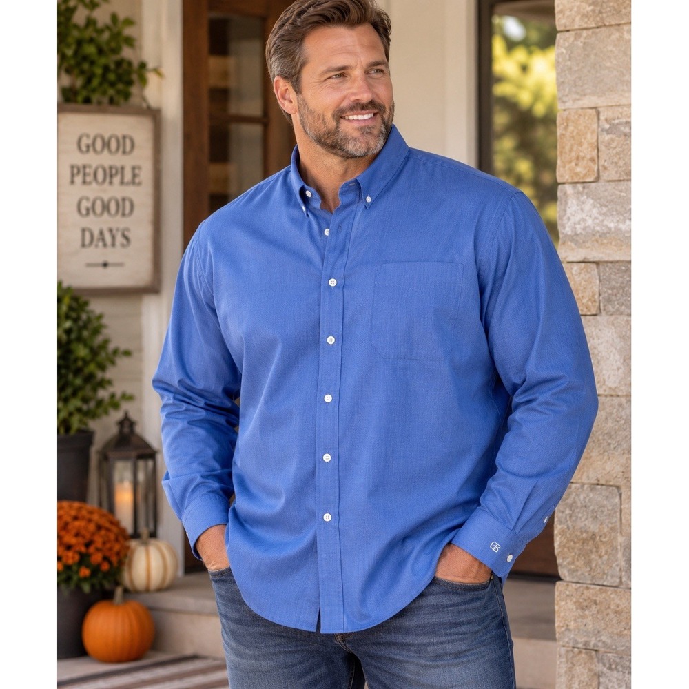Cutter & Buck Epic Easy Care Nailshead Shirt Mens 4XB Blue NWT Big Tall